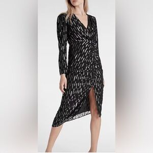 Express Black and White Long Sleeve Dress